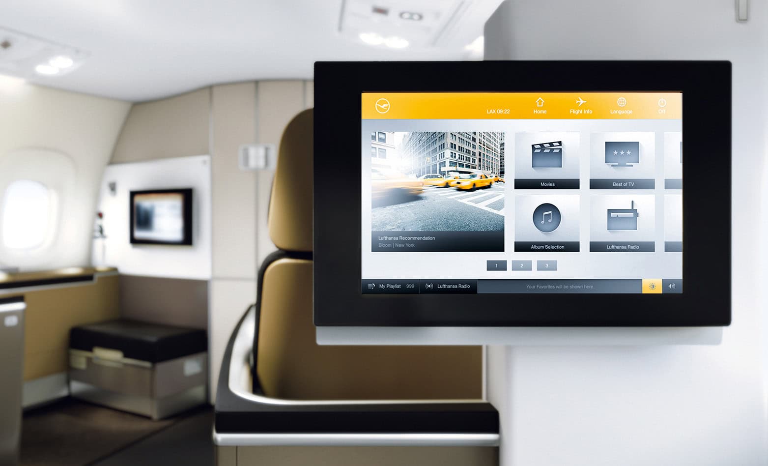 Lufthansa Erste Klasse Screendesign Beispiel